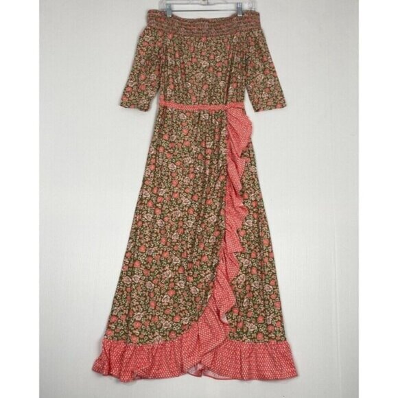 CABANA LIFE S Jetties Beach Off The Shoulder Ruffle Maxi Dress/Cover-up Size M - Picture 3 of 16